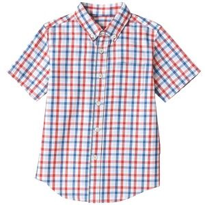 NWT Americana XS 4/5 Button-Down Shirt Plaid Gingham Red White Blue Boys July
